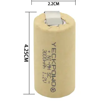 Uzlādējams SC baterijas 3000mAh niķeļa plāksnēm, sub C baterijas 1,2 V metināšanas cilnes NIMH elektriskie instrumenti skrūvgrieži
