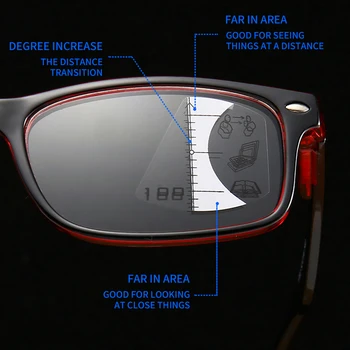 VCKA Progresējoša Multifokāla Lasīšanas Brilles Vīrieši Sievietes Square Anti Zilā Gaisma Brilles Netālu Tālu Redzes Dioptrijas +1.0 līdz+3.5
