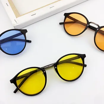 VWKTUUN Apaļas Saulesbrilles Sieviešu Vintage Mazo Kadru Modes Brilles Retro Krāsains Lēcas, Saulesbrilles, Brilles UV400 Dzeltena Sunglass