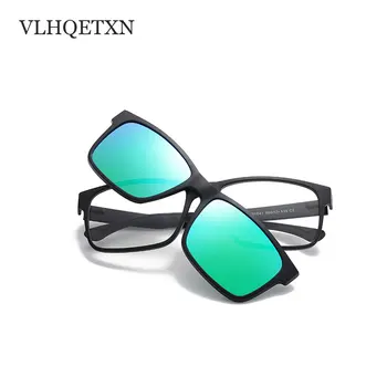 Vintage, Saulesbrilles Vīriešiem Polarizētās brilles Rāmis Magnētisko Dziedājis lasses UV400 Objektīvs Magnēts Klipu Par Optisko Recepšu Sunglass