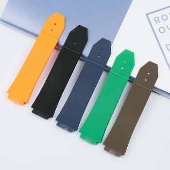 Vīriešu gumijas siksniņa, ūdensizturīgs silikona multi-krāsu, kas ir izliekta 19mmx 25mm siksnu HUBLOT silikona dāmas siksna piederumi