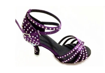 WUXIJIAO Satīna latīņu deju kurpes Sieviešu Rhinestone biedriskums kurpes Salsa Party Balles deju kurpes, papēdis 5cm-10 cm