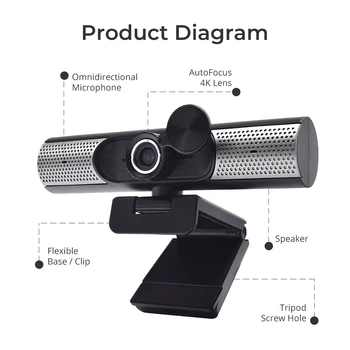 Webcam ar Speacker Mikrofons 1080P Web kamera, Full HD kuru uz laiku Koncentrēties Webcam 4K Web cam USB Kamera Datoru DATORU web Kameras youtube