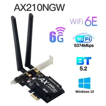 Wi-Fi 6E Intel AX210 2.4 gb / s Bezvadu WiFi6 Kartes Adapteri, Bluetooth 5.2 802.11 ax Darbvirsmas 2.4 G/5.G/6Ghz PCIE Tīkla Karte Windows10