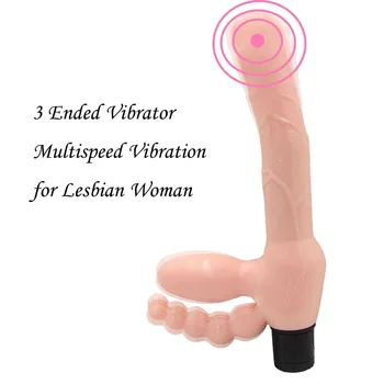 YEMA Trīs Galvas Anālais Dildo Lodītes Vibrators Strapless Strap on Seksa rotaļlietas, lai Sieviete Pāris Lesbietes Muca G Spot Stimulater