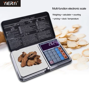 Yieryi Mini Digitālie Svari Elektroniskie 6 in 1 Multi-function 100g/200g/300g/500g/1000g svara balanss Ar Palmu Kalkulators Dizains