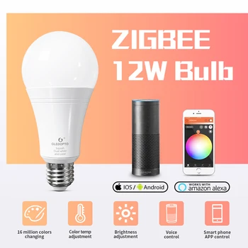 ZIGBEE 3.0 ZLL 12W LED RGB+PKT spuldzes AC100-240V rgb un dual balta E27 reostats LED spuldzes regulējamas lampas RGBW/RGBWW darba alexa