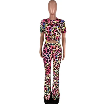 ZOOEFFBB Sexy Leopard Plus Lieluma Divas Gabals, kas Modes Rudenī Apģērbu Top+Izlīdzināšanu Bikses Lounge Valkāt Apģērbu atbilstības Komplekti Sievietēm