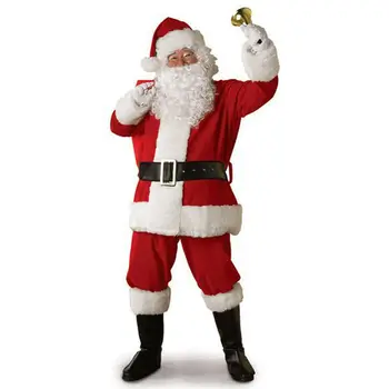 Ziemassvētku Santa Klausa Tērpu Pieaugušajiem Cosplay Santa Claus Vīriešu Apģērbu, 5gab/daudz Uzvalku Iedomātā Kleita Plus izmērs S-XXXL