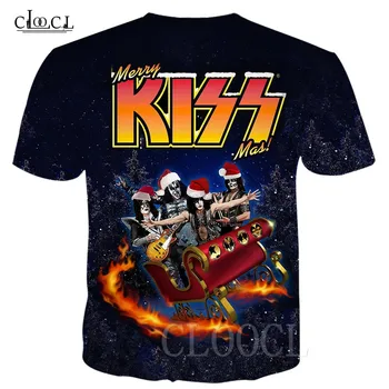 Ziemassvētku Tērpi Heavy Metal KISS Rock Band T-krekli, Vīriešu, Sieviešu 3D Iespiesti Gadījuma Lielgabarīta Topi Streetwear Tee Kreklu Puloveri