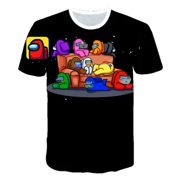 Zēni, Starp Mums Spēle Karikatūra T Krekls Bērniem O veida Kakla t-krekls Smieklīgi Meitenēm Bērnu Īsām Piedurknēm T-Krekls Bērnu Apģērbu Top 4t-14T