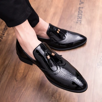 Ādas Vīriešu formālu apavi āra dizainers luksusa elegants modes oxford pušķis paslīdēt uz vīriešiem kleitu uz kāzu puse, apavi, liela izmēra 47
